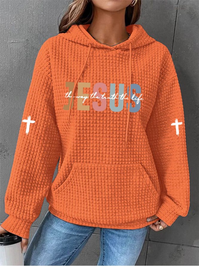 Women's Casual Jesus Truth Plaid Hoodie