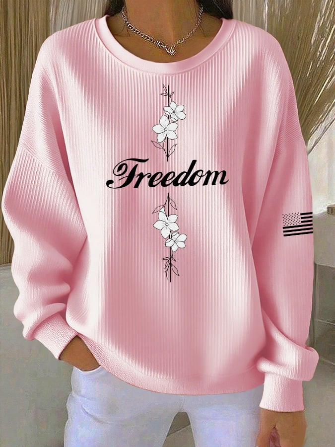 Women's Casual Freedom Faith Textured Sweatshirt