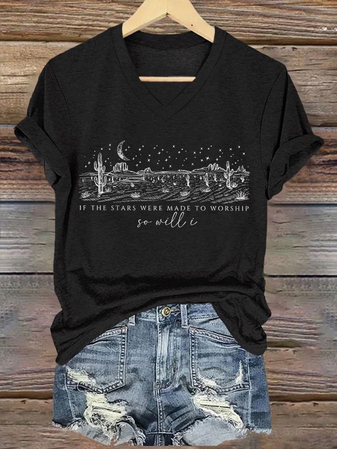 Women's Casual Christian Faith Graphic Print V-Neck Short Sleeve T-Shirt