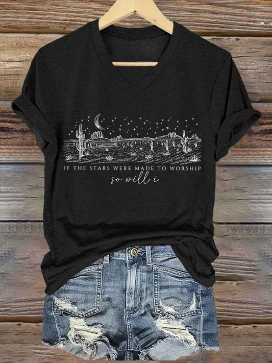 Women's Casual Christian Faith Graphic Print V-Neck Short Sleeve T-Shirt