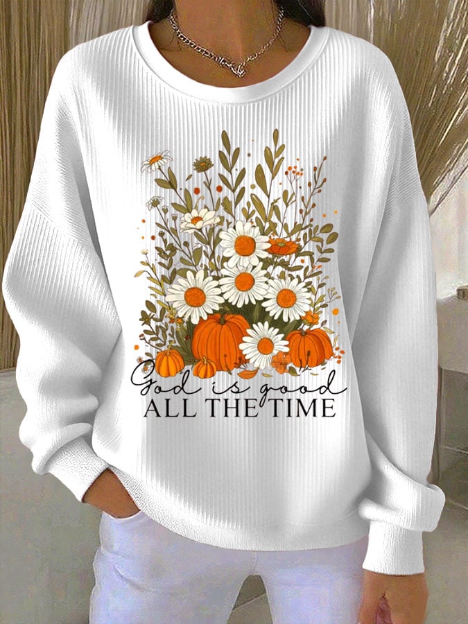 Women's Casual Autumn Faith Textured Sweatshirt