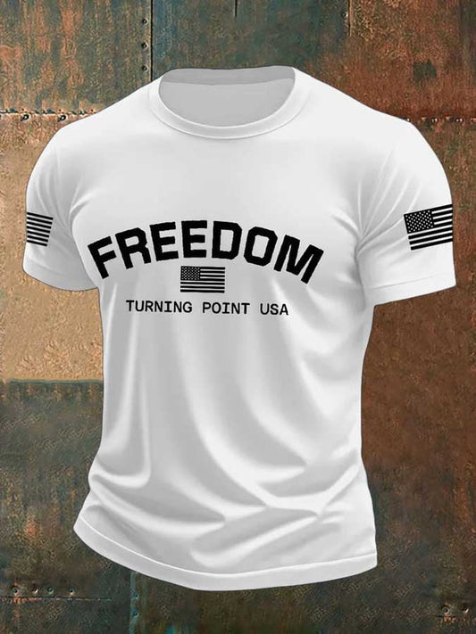 Men's Freedom Flag Print T-Shirt