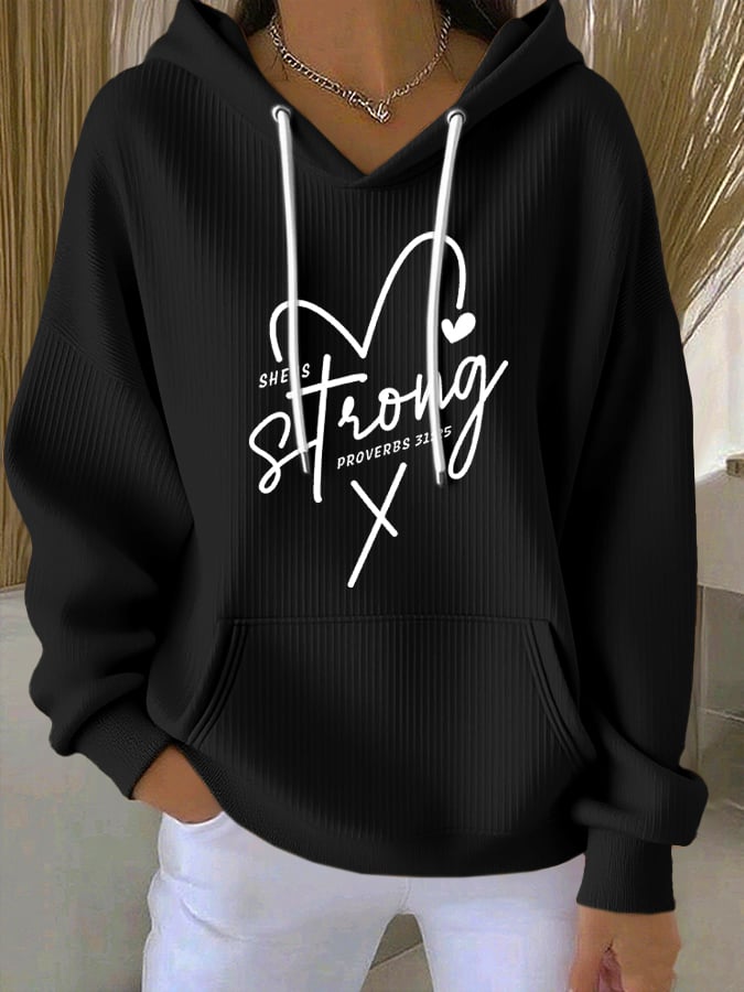 Women's Casual Faith  Textured Hoodie
