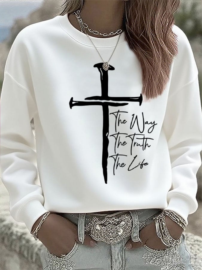 Women's Jesus The Way The Truth The Life Print Sweatshirt