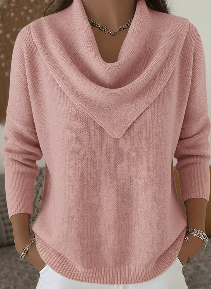 HOT SALE🔥 Elegant Retro Soft Triangle Neck Solid Color Sweater Top