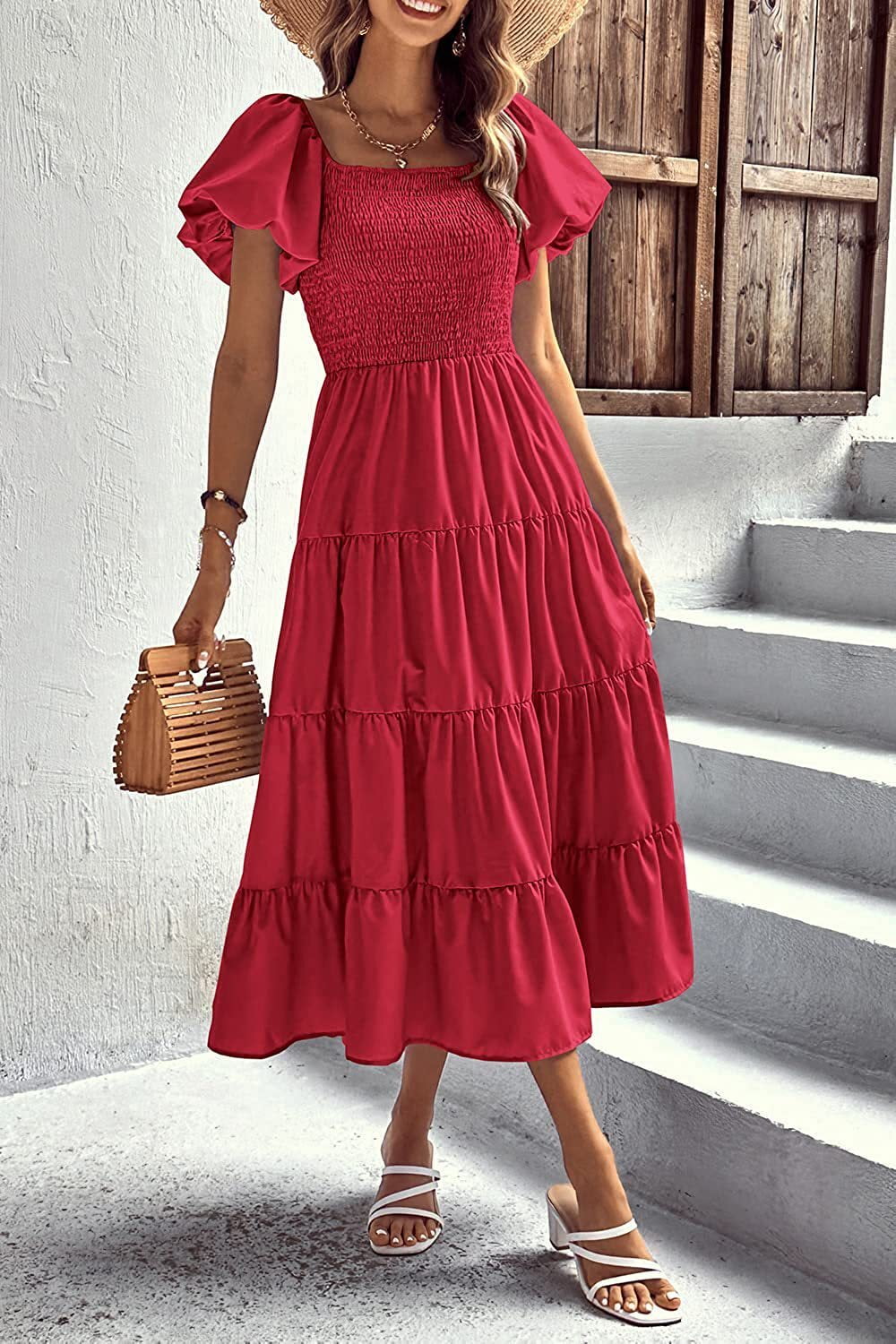 Smocked Puff Sleeve Summer Dress