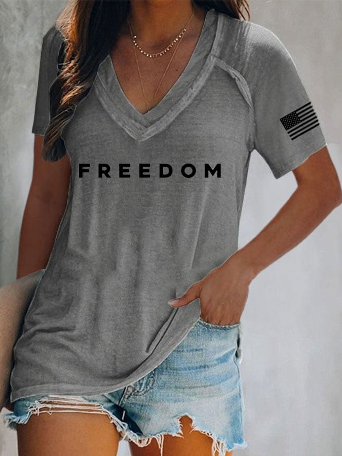 Women's Freedom Print Casual T-Shirt