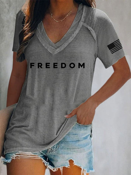 Women's Freedom Print Casual T-Shirt