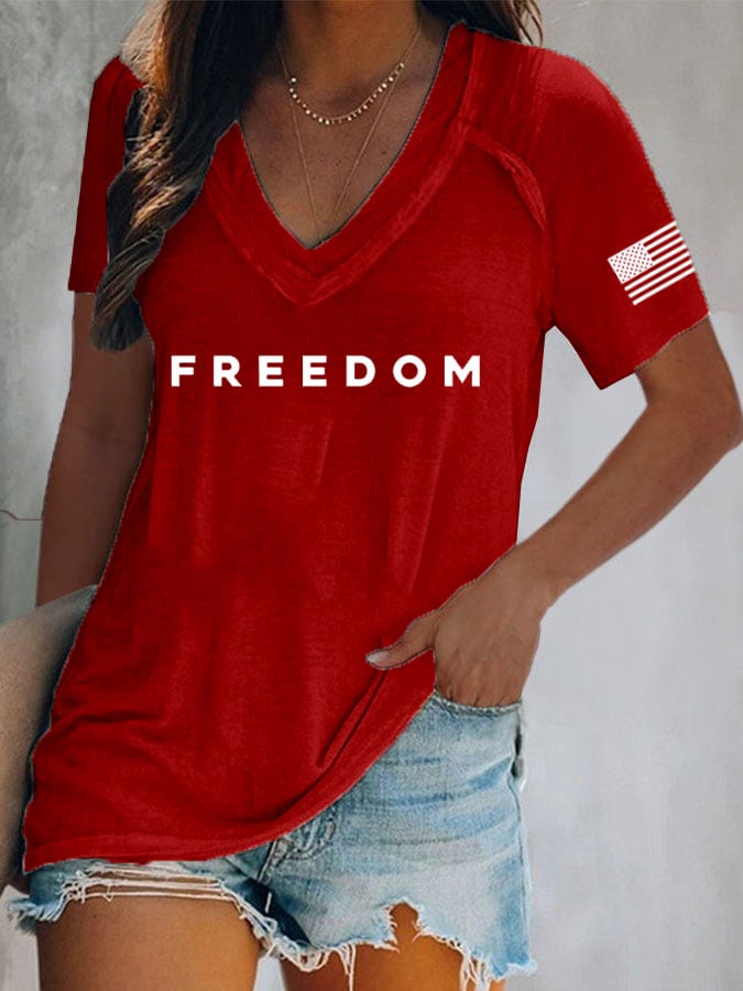 Women's Freedom Print Casual T-Shirt