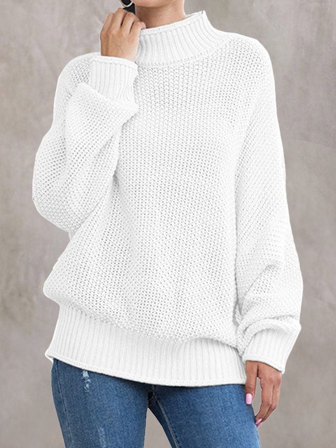 Women'S Loose Solid Color Casual Pullover Sweater