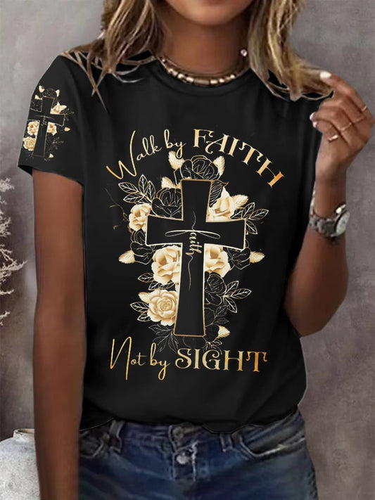 Women's  Walk By Faith  Faith  Print T-Shirt