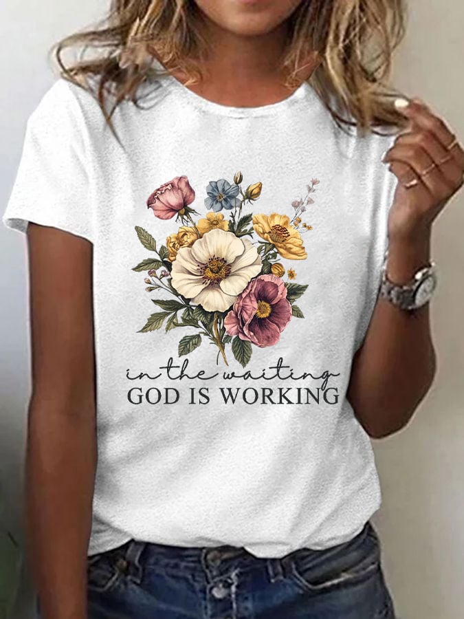 Women's Casual Christian Faith Graphic Printed Round Neck Short Sleeve T-Shirt