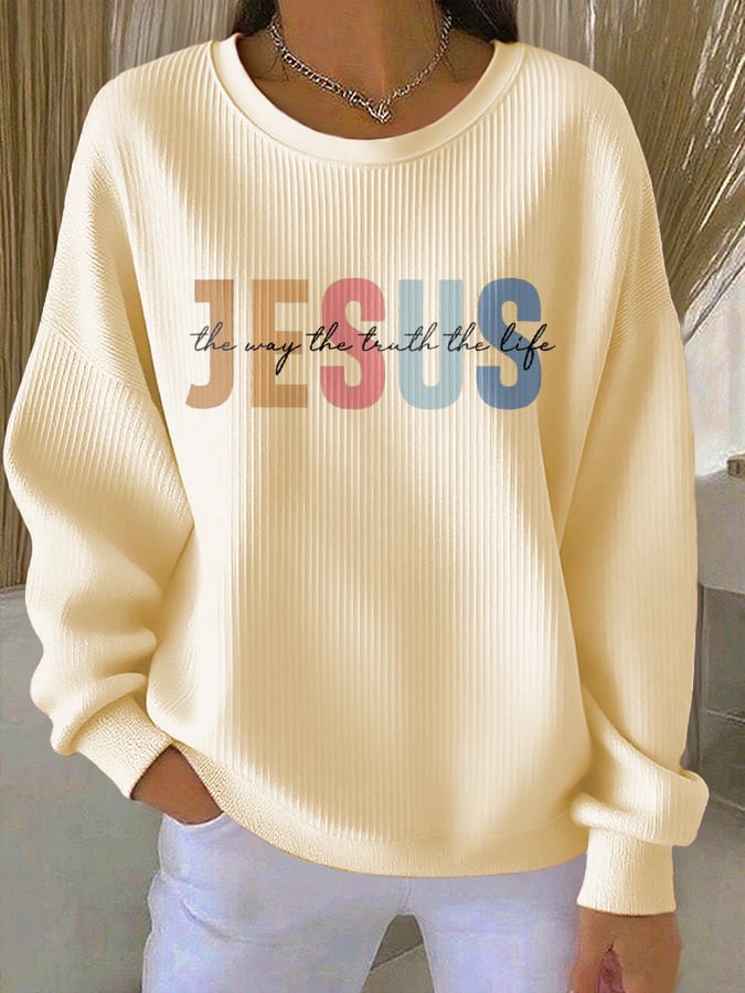 Women's Casual Faith Textured Sweatshirt