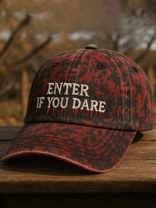 Unisex Vintage Halloween Enter If You Dare Print Hat