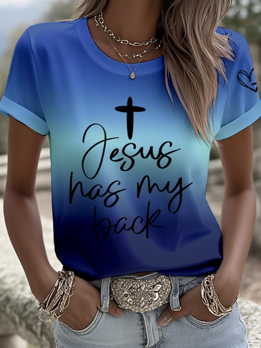 Women's Jesus Has My Back Print Shirt