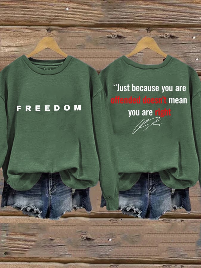 Women's Freedom American Flag Print Waffle Hoodie