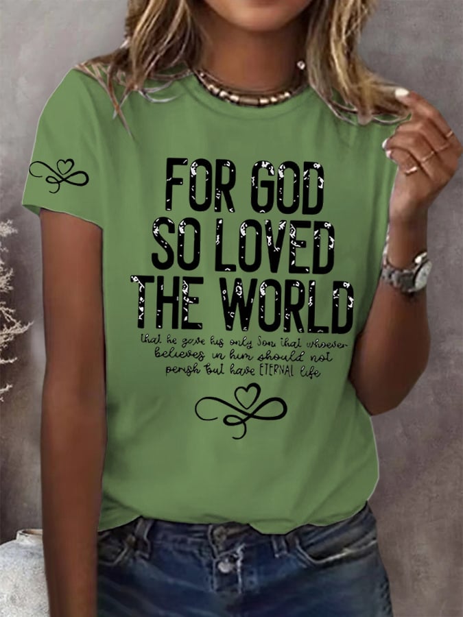 Women's God so Loved the World  Printed Short-Sleeved T-Shirt
