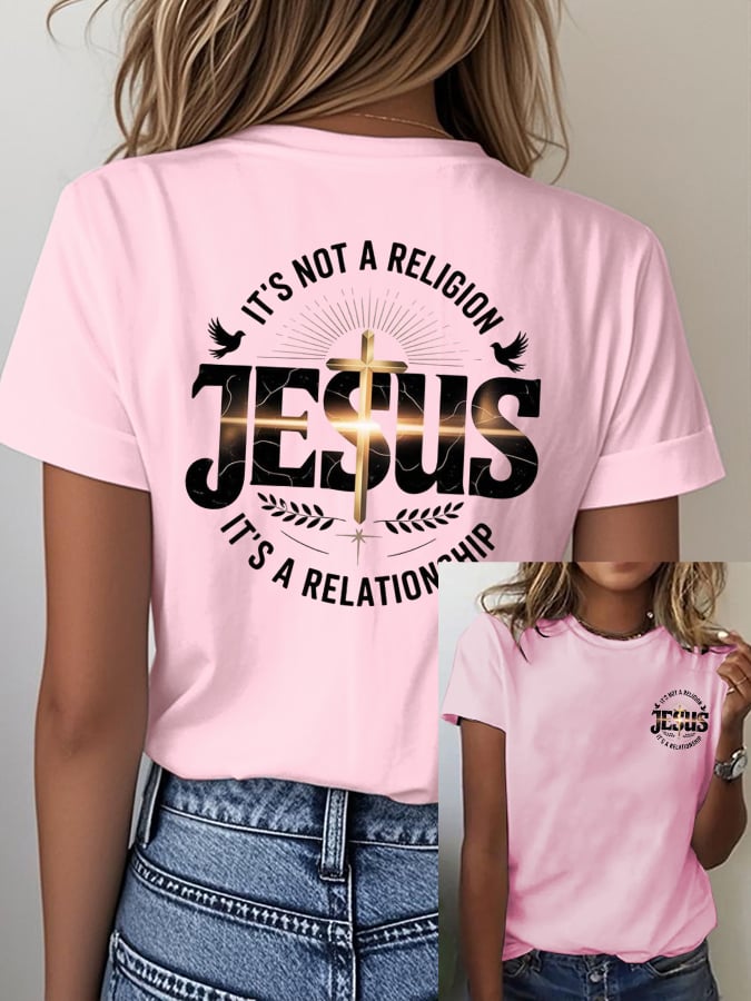 Women's Casual Retro Faith Print T-Shirt