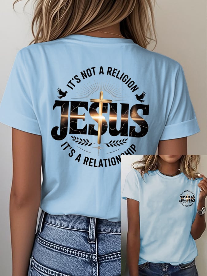 Women's Casual Retro Faith Print T-Shirt