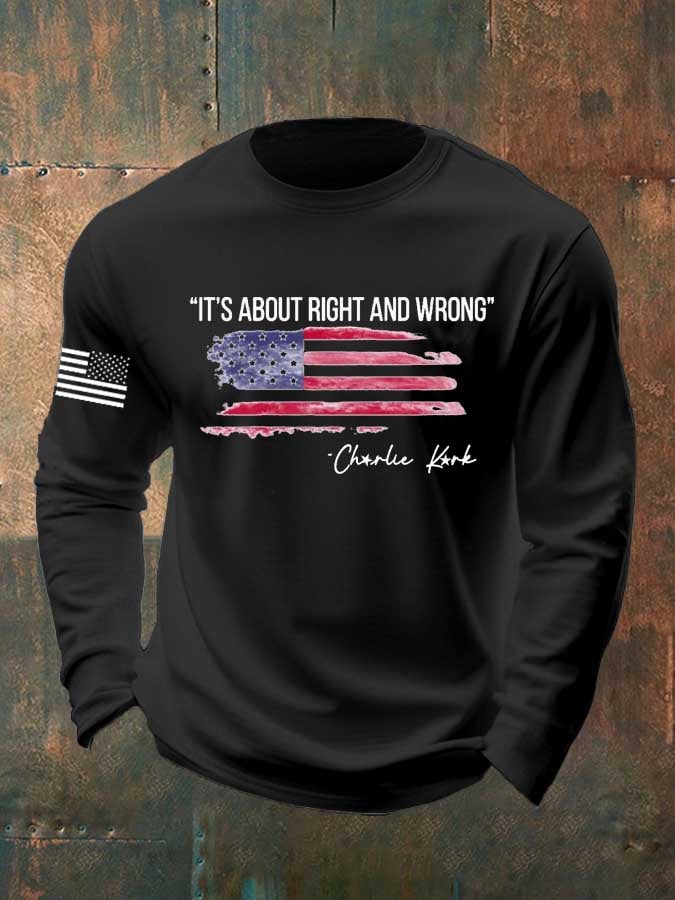 Men'S Casual It's About Right And Wrong   Print T-Shirt