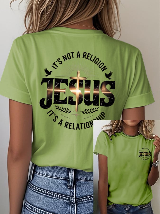 Women's Casual Retro Faith Print T-Shirt