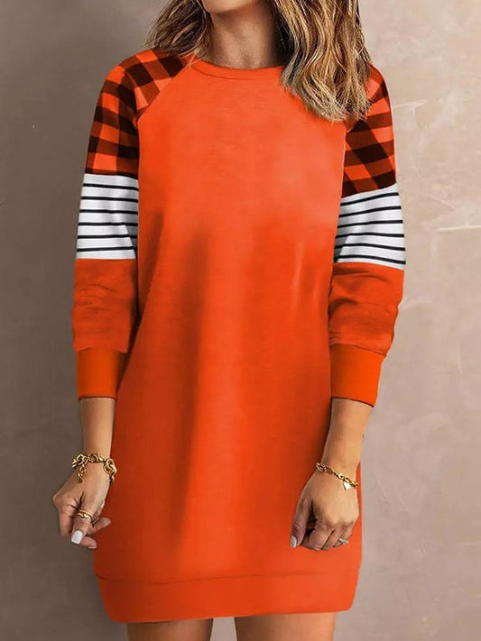 Round Neck Solid Color Long Loose Sweater