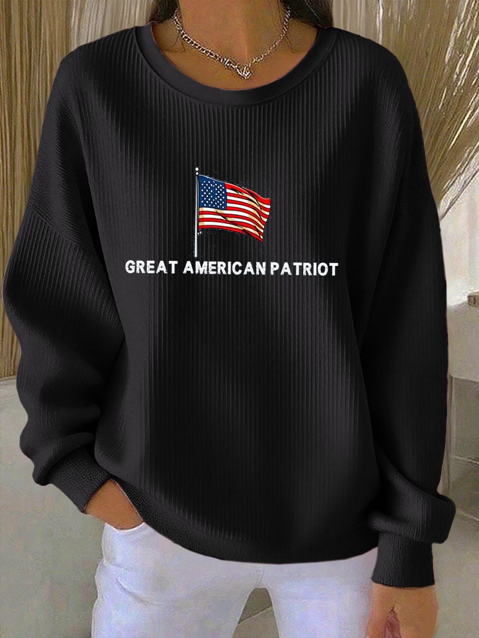 Women's Print Knit Crew Neck Long Sleeve Top