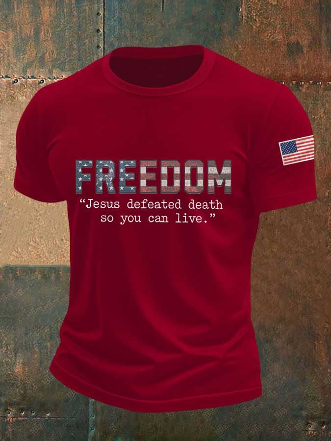 Men's Freedom Flag Print T-Shirt