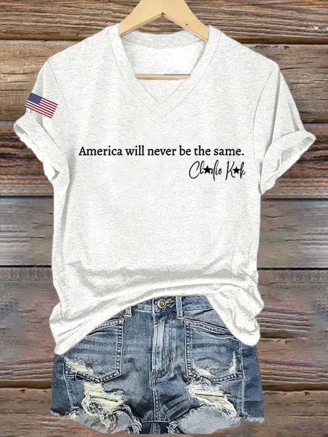 Women's Hot Spot Print V Neck T-shirt