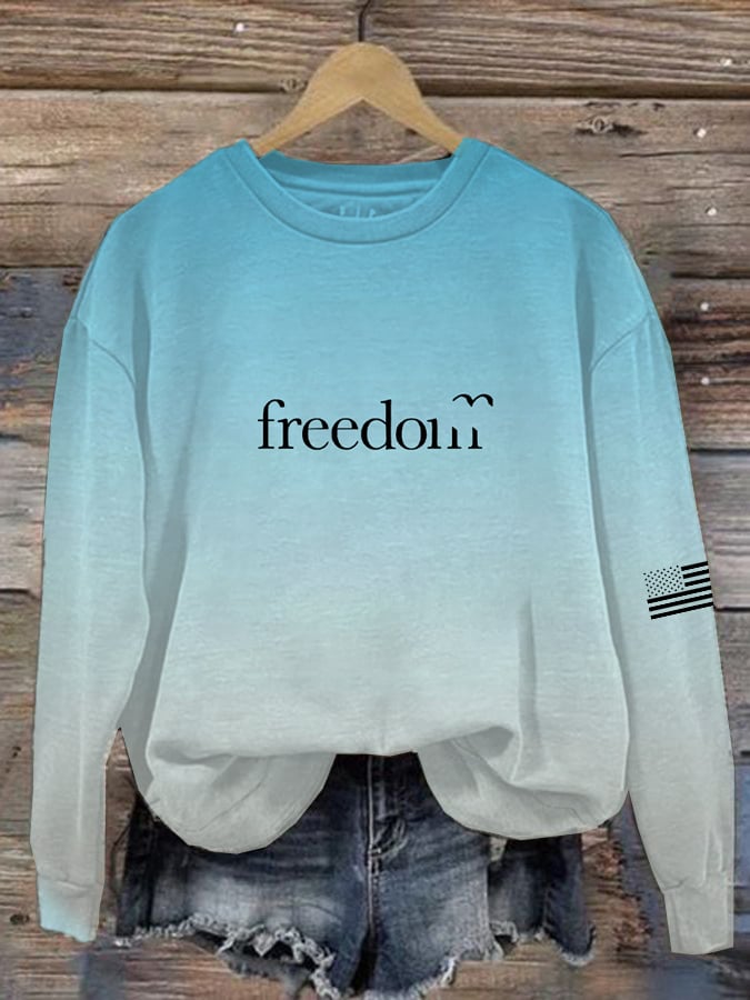 Women's Casual Freedom Flag Gradient Sweatshirt