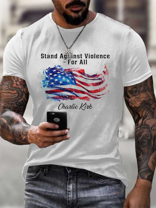 Stand Against Violence For All Charlie Kirk Inspired American flag shirt
