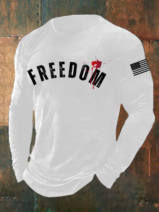 Men's Freedom Printed Round Neck T-Shirt