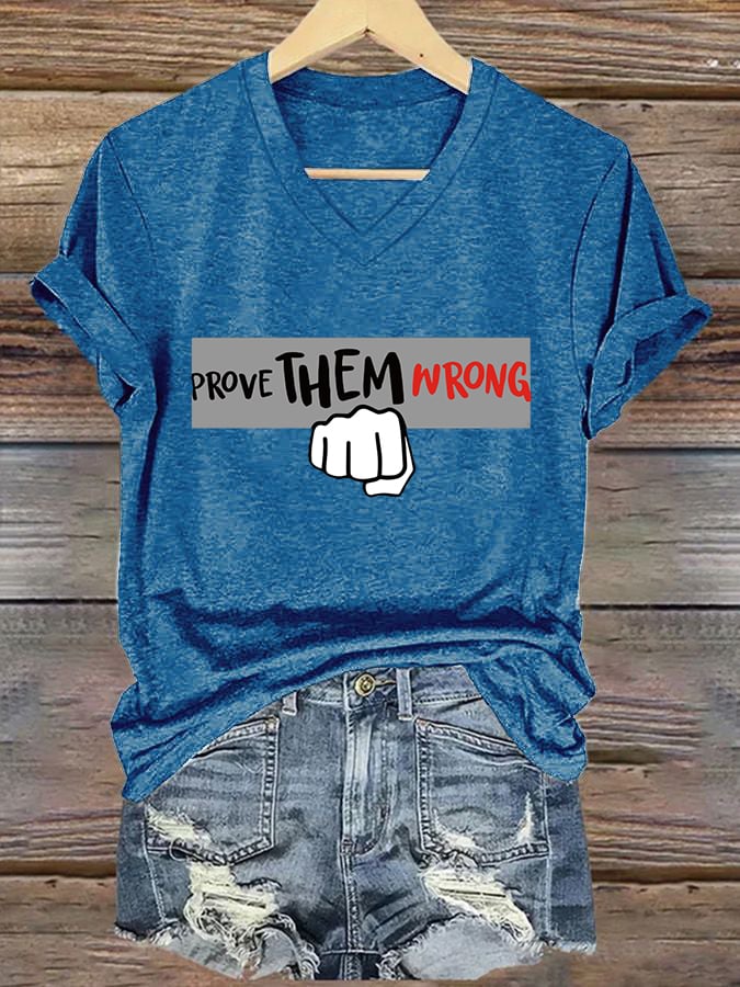 Women's Commemorative Print V Neck T-shirt