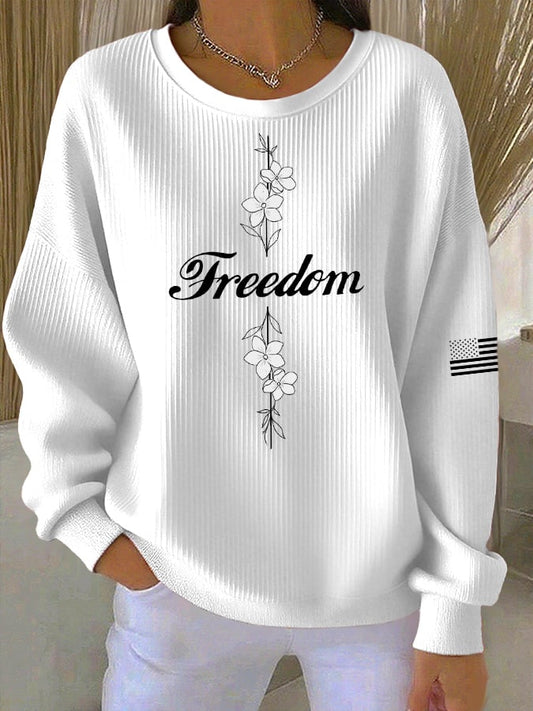 Women's Casual Freedom Faith Textured Sweatshirt