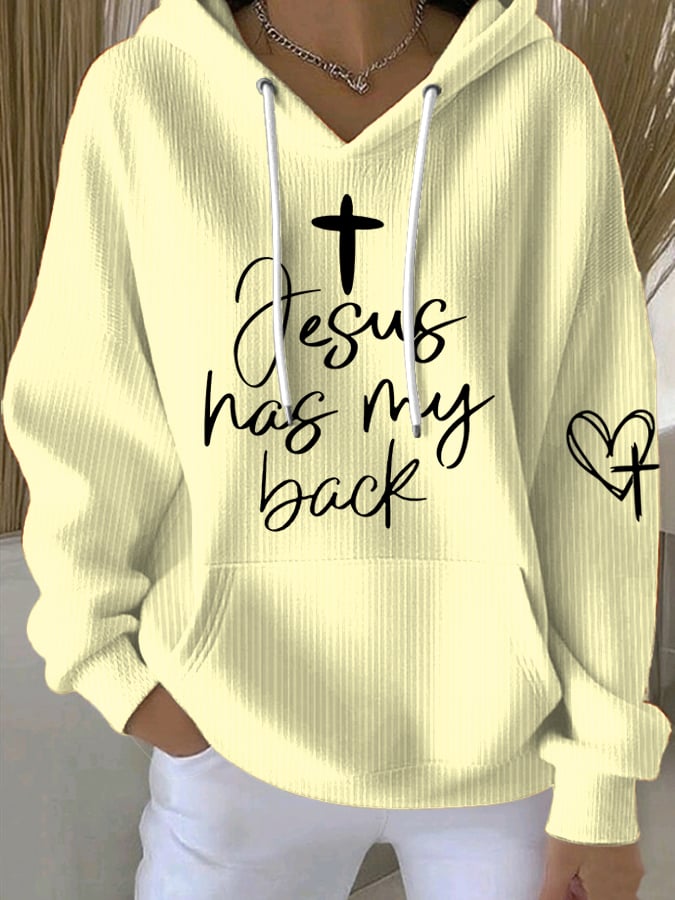 Women's Jesus Has My Back Print  Sweatshirts