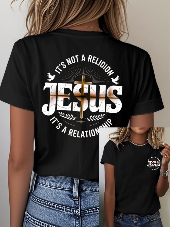 Women's Casual Retro Faith Print T-Shirt