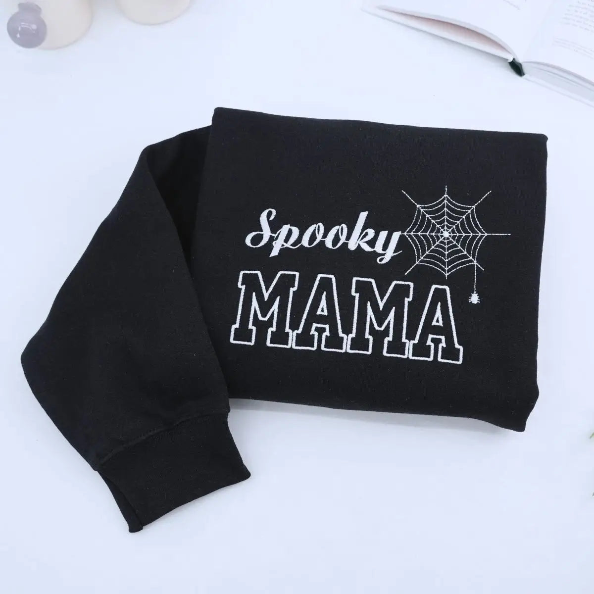 Custom Spooky Mama T-Shirt, Sweatshirt Or Hoodie, Fall Sweatshirt, Embroidered Gift for Mama, Halloween Gift for Moon