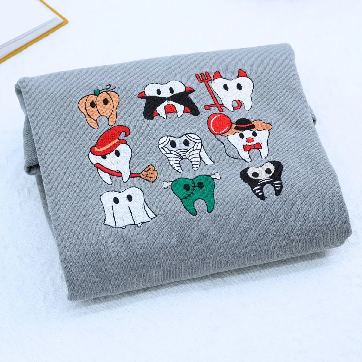 Embroidered Spooky Halloween Dentist Teeth T-Shirt or Sweatshirt