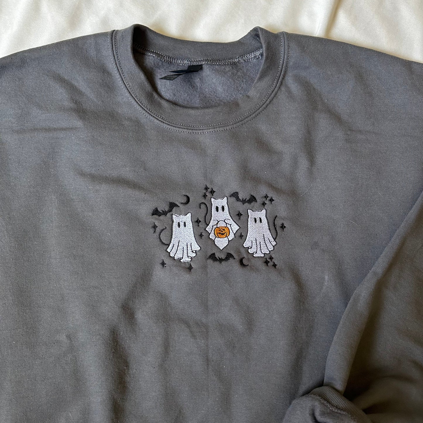Ghost Cats Embroidered Sweatshirt