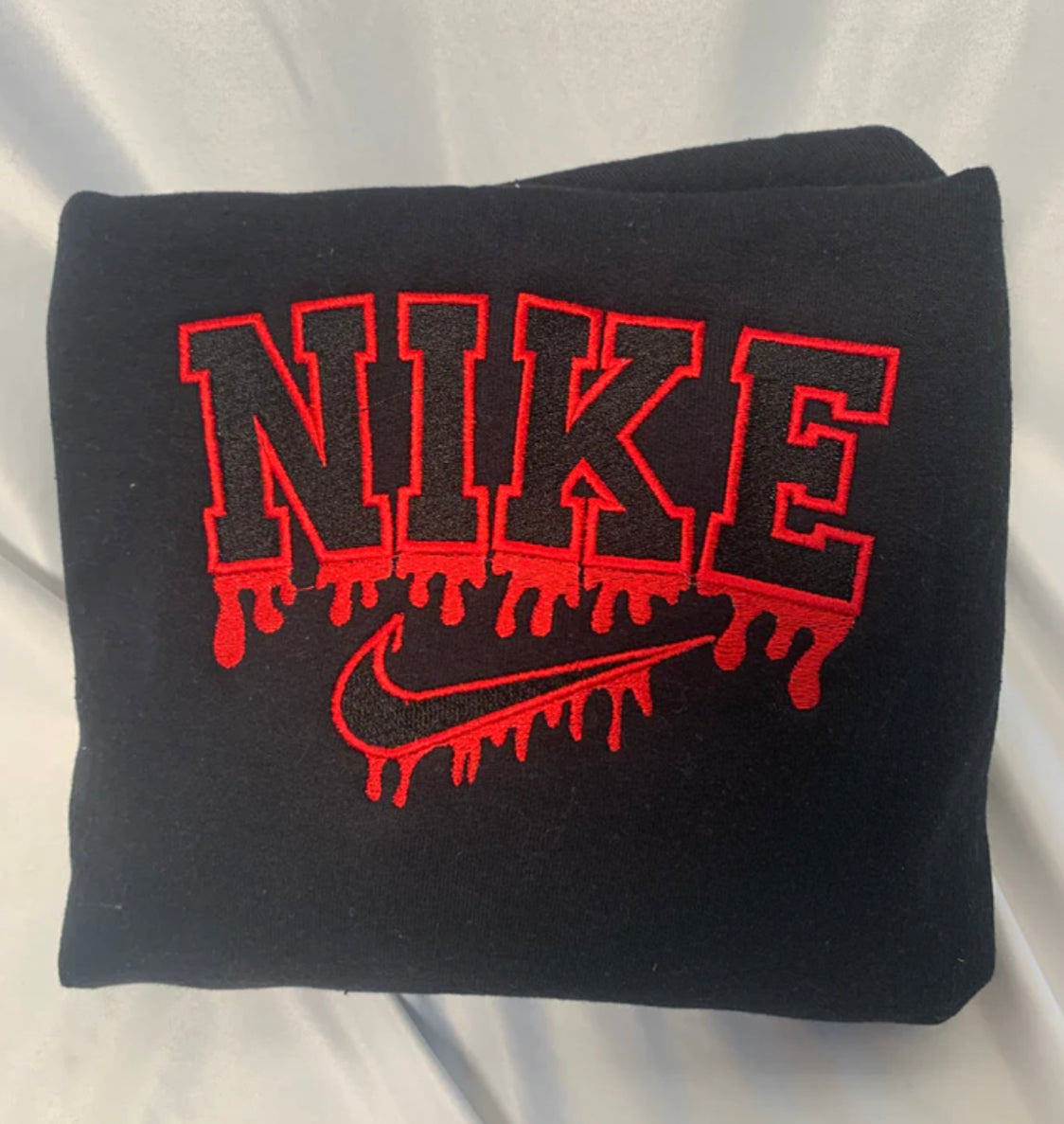Red Spooky Drip Embroidered Crewneck