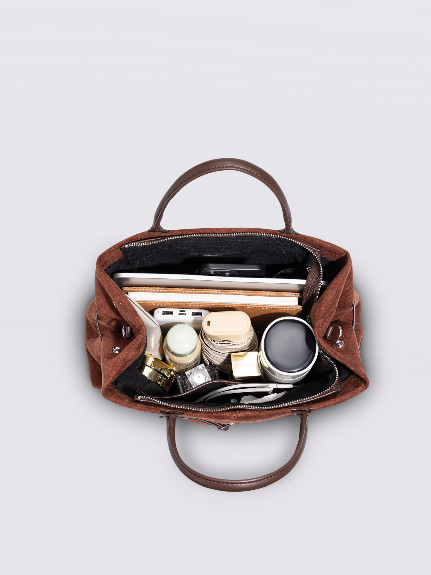 Suede Shopper with Adjustable Strap