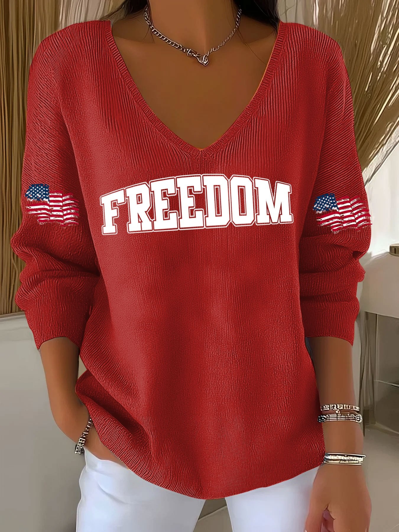 Women's Hot Print V-Neck T-Shirt