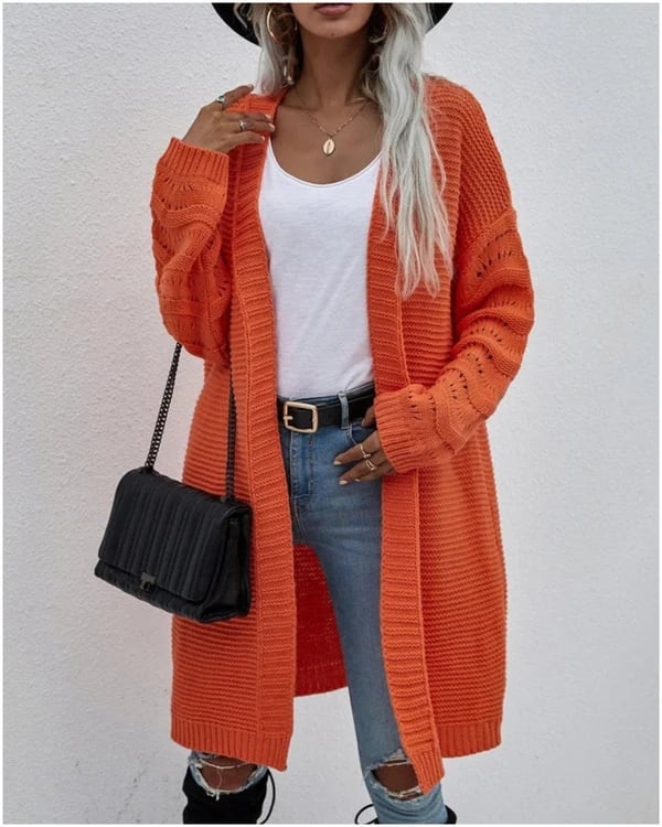Fashion Solid Color Wool Cardigan
