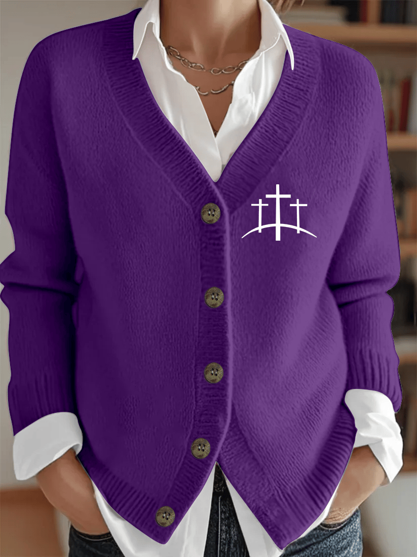 Women's Faith Heat Transfer Sweater Cardigan
