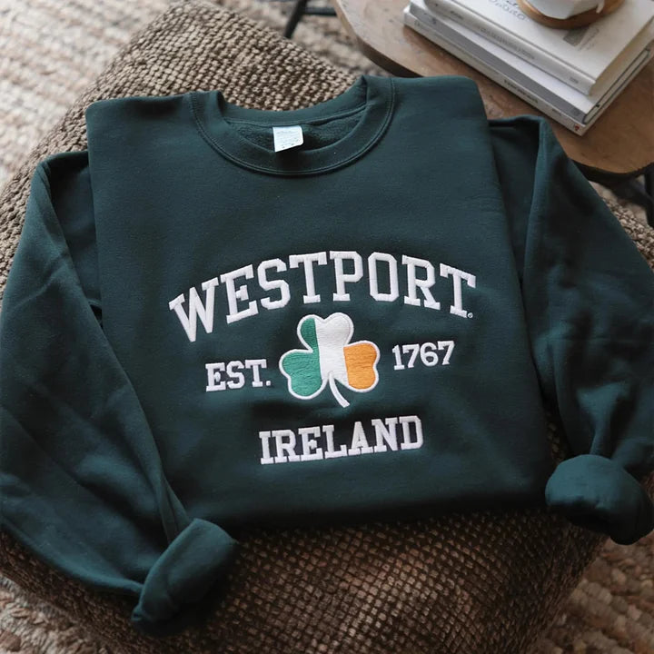 Custom Ireland City/County St Patrick's Day Embroidered Sweatshirt
