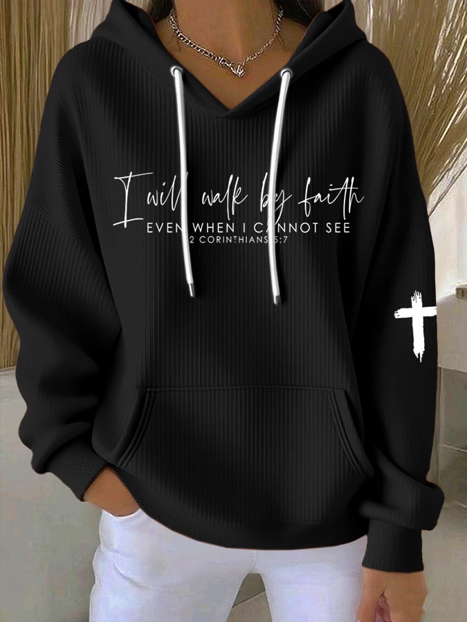 Women's Faith Print Casual Hoodie