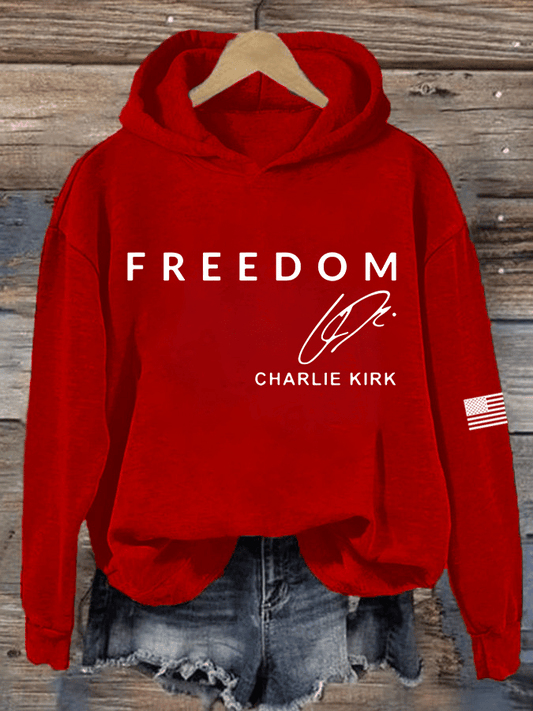 Women's Freedom Print Hooded Sweatshirt