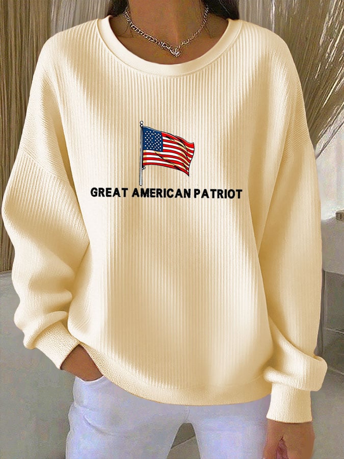 Women's Print Knit Crew Neck Long Sleeve Top