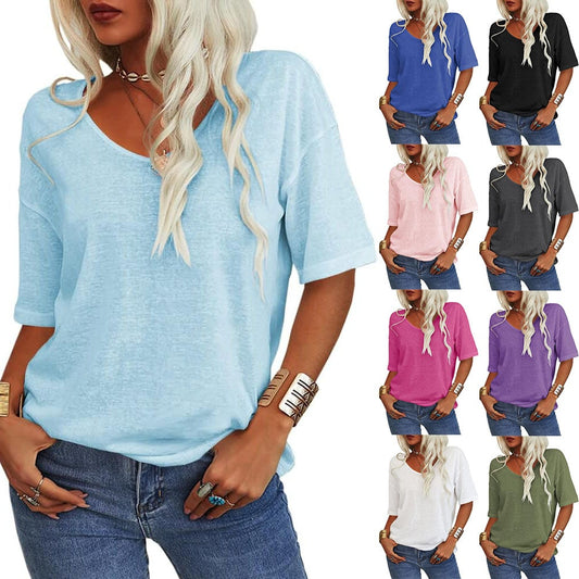 ✨Women's Solid Color V-Neck T-shirt [On Sale & Quick Ship!]