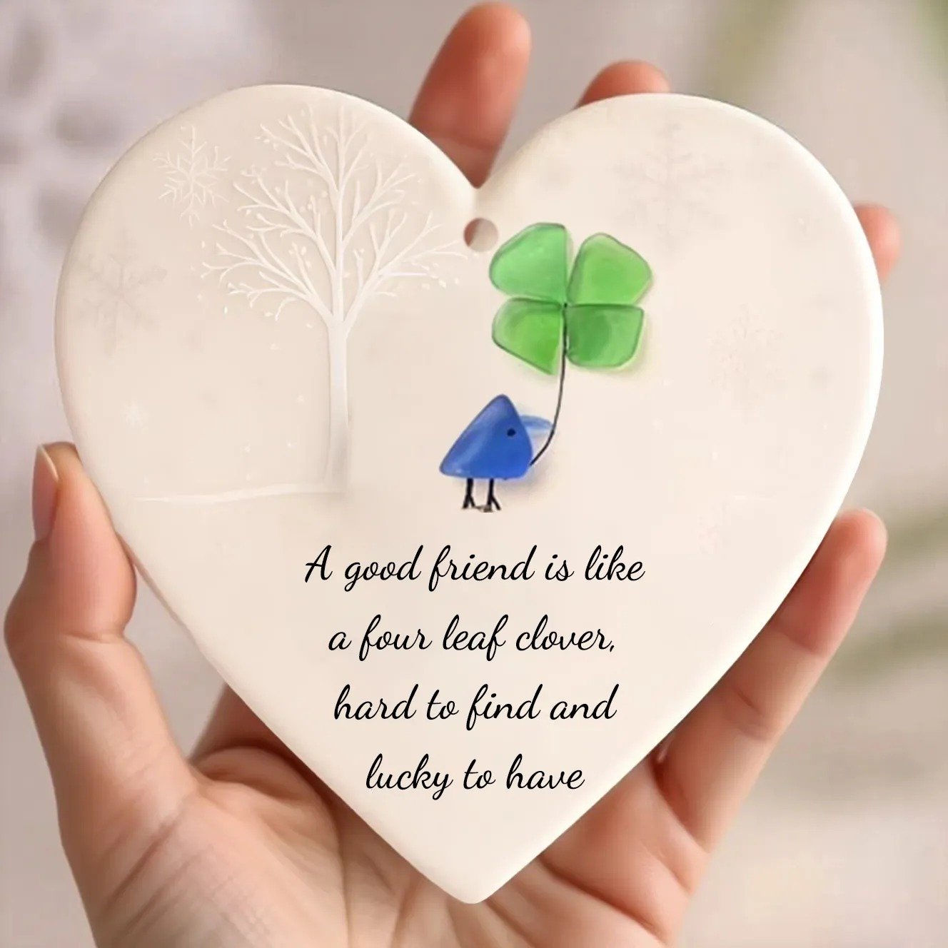 🌊Heart-Shaped Bird Sea Glass Friendship Decoration🌊